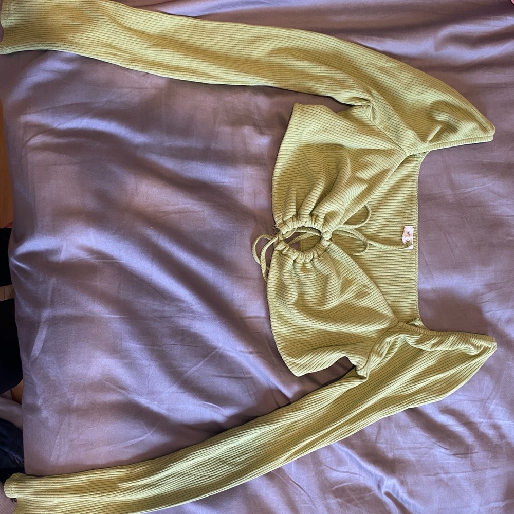 Garage Gold Crop Tie Front Blouse